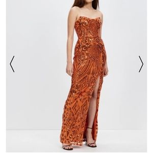 Bariano In The Sky Strapless Gown in Copper